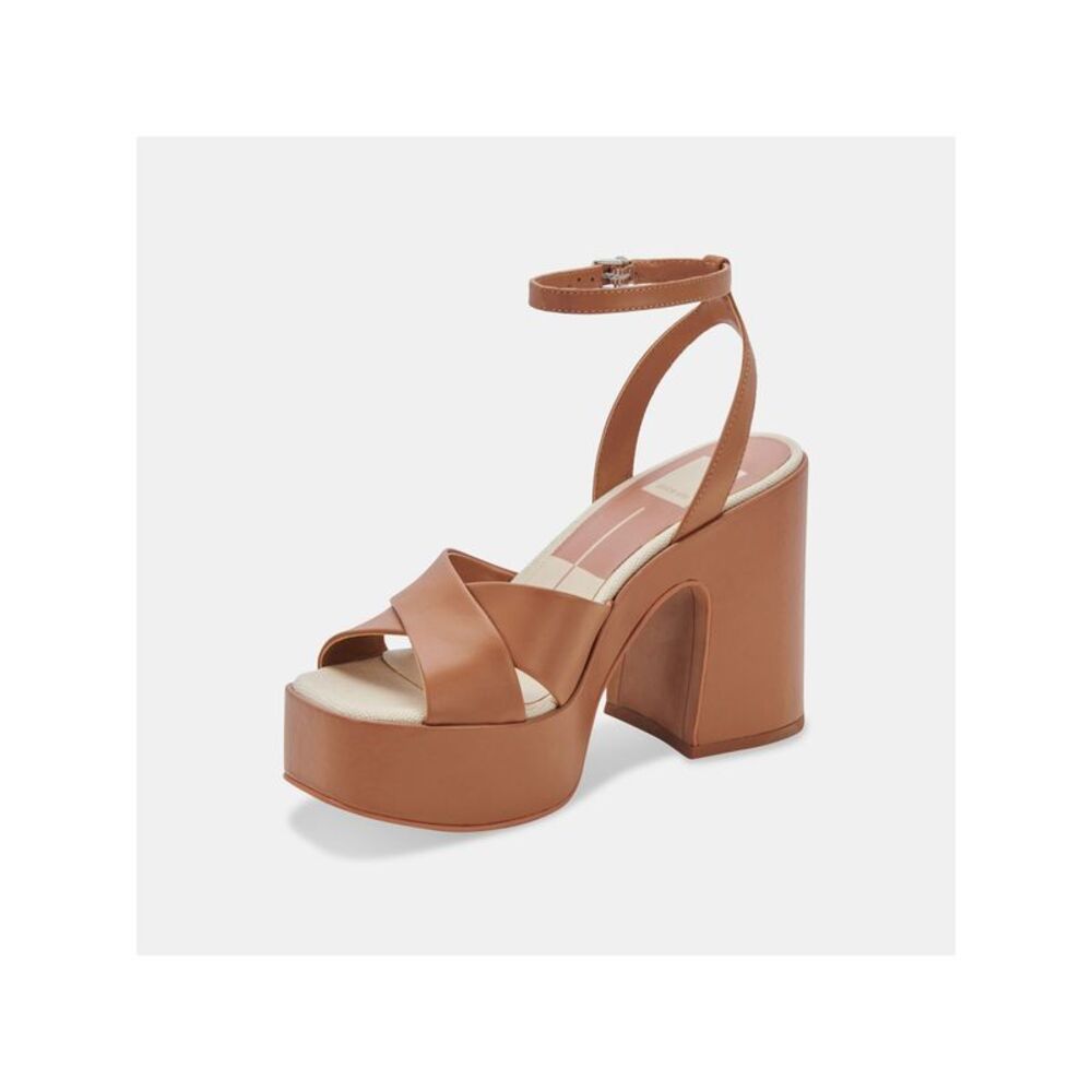 DOLCE VITA Womens Beige 2" Platform Tildah Leather Heeled Gladiator Sandal 9.5